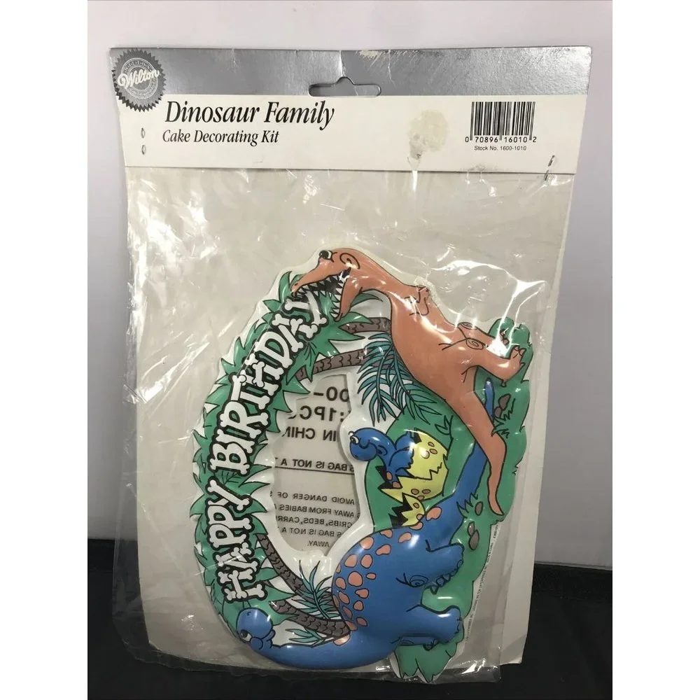 Vintage 1991 Wilton Dinosaur Family Happy Birthday Cake Topper Decoration SEALED
